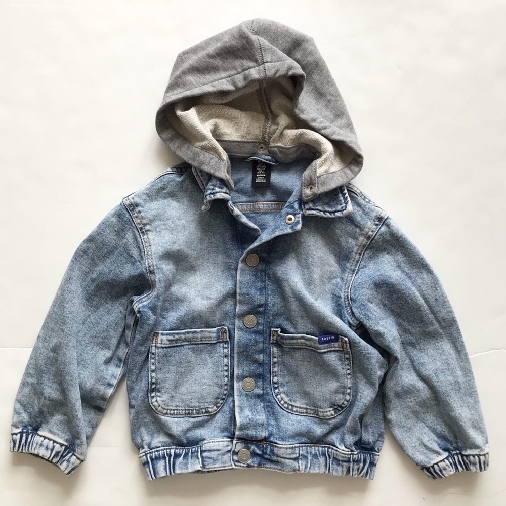 H&M hooded acid wash soft denim jacket VGUC (very light stain on shoulder) 5-6Y - Picture 3 of 11